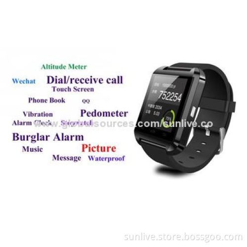 U8 smart Bluetooth watch, works w/ iPhone/Android mobile phone, with anti-lost waterproof function